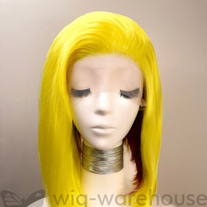 Synthetic Lace Bob Wig - Lemon with Raspberry Centre