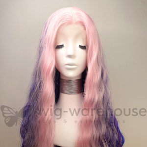 Synthetic  Lace Wig Long  Curly -Shades of Wig-Warehouse - Purple & Pink
