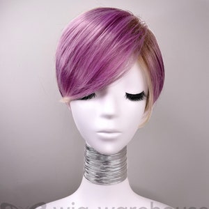Synthetic Wig - Pixie Purple & Cream Espesa