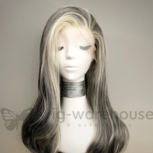 Synthetic Lace Wig Long Wavy  - Balayage - Black on Blonde