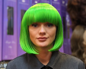 Synthetic Bob Wig In Spring Green