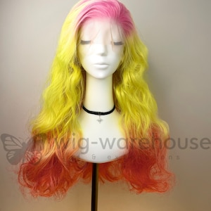 Synthetic Lace Wig - Pink- Lemon- Rose