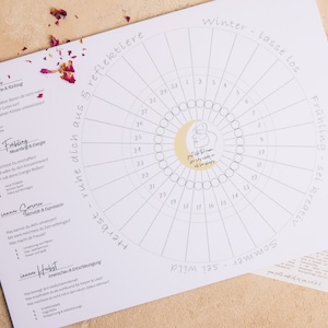 Cycle Tracker PDF – Moon-Inspired Printable Cycle Wheel with Phases & Guide
