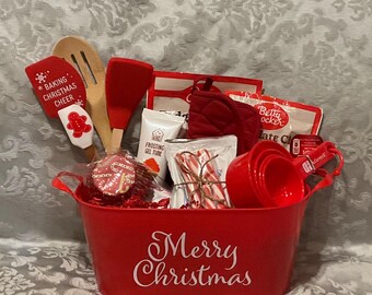 Christmas Baking Basket, Baking Lovers Gift Basket, Christmas