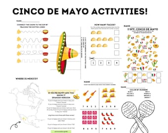 Cinco De Mayo, Pre K-activiteiten, Klaslokaalactiviteiten, Pre-K-lessen, Mexico-themales, Mei-activiteiten, Cinco De Mayo-activiteiten, 11 pagina's
