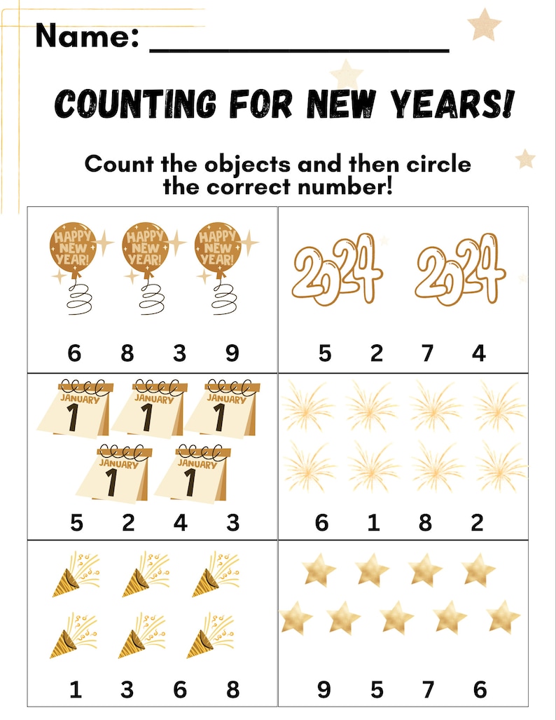 New Years Number Matching for Pre- K • Prek Fine Motor • Preschool ...