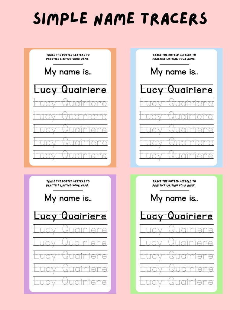 Simple Themed Name Tracings, Classroom Names, Classroom Decor, Simple Theme, Colorful Themed ...
