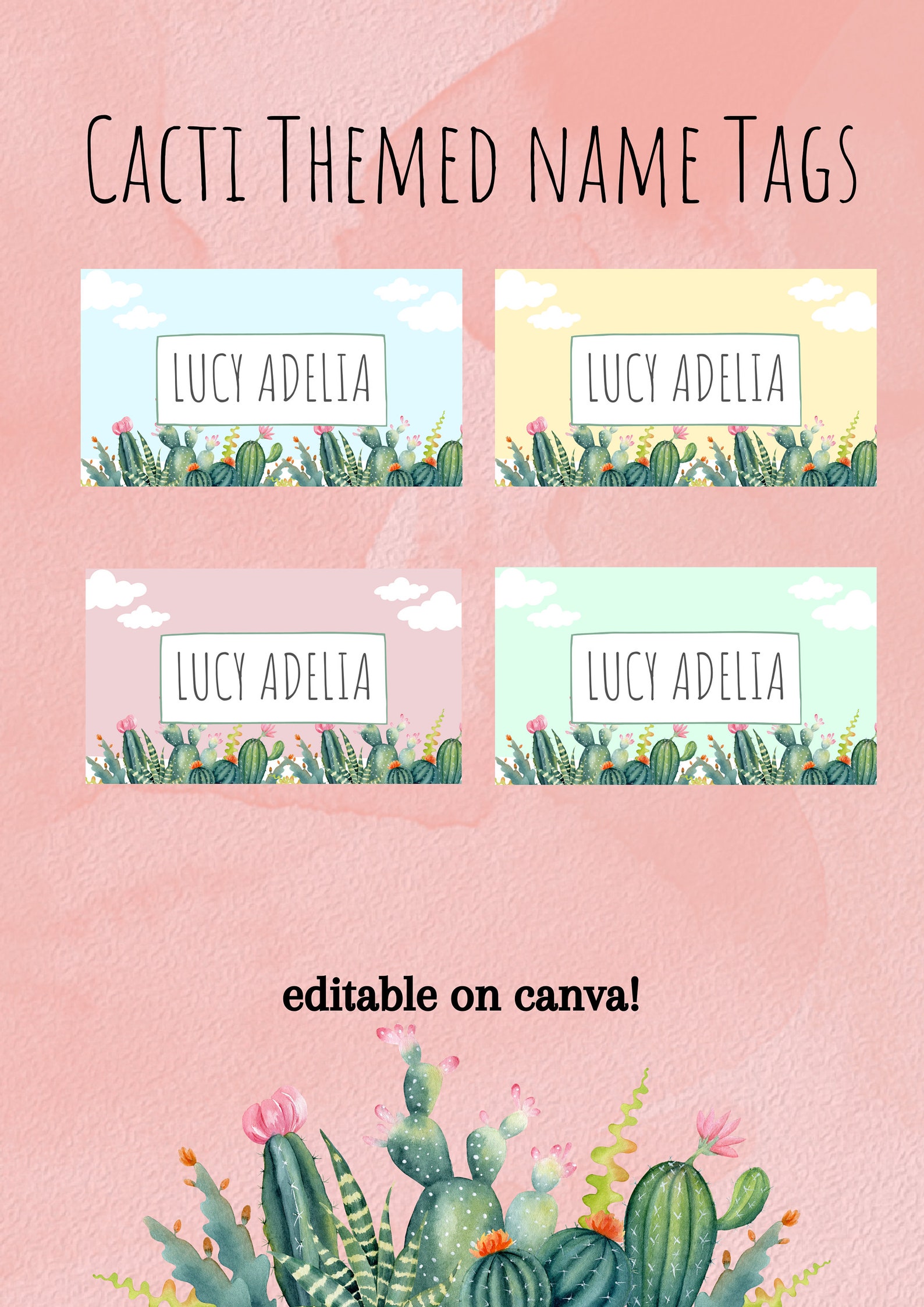 Cactus Themed Classroom Tags, Classroom Tags, Classroom Decor, Boho ...