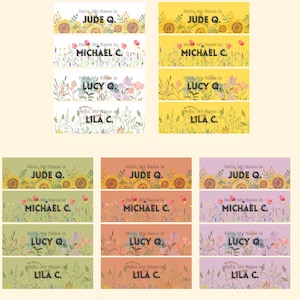 Etichette per aula a tema fiori selvatici, Etichette per aula, Decorazione dell'aula, Tema floreale per aula, Tema floreale, Temi per la classe, Etichette con nome, Canva