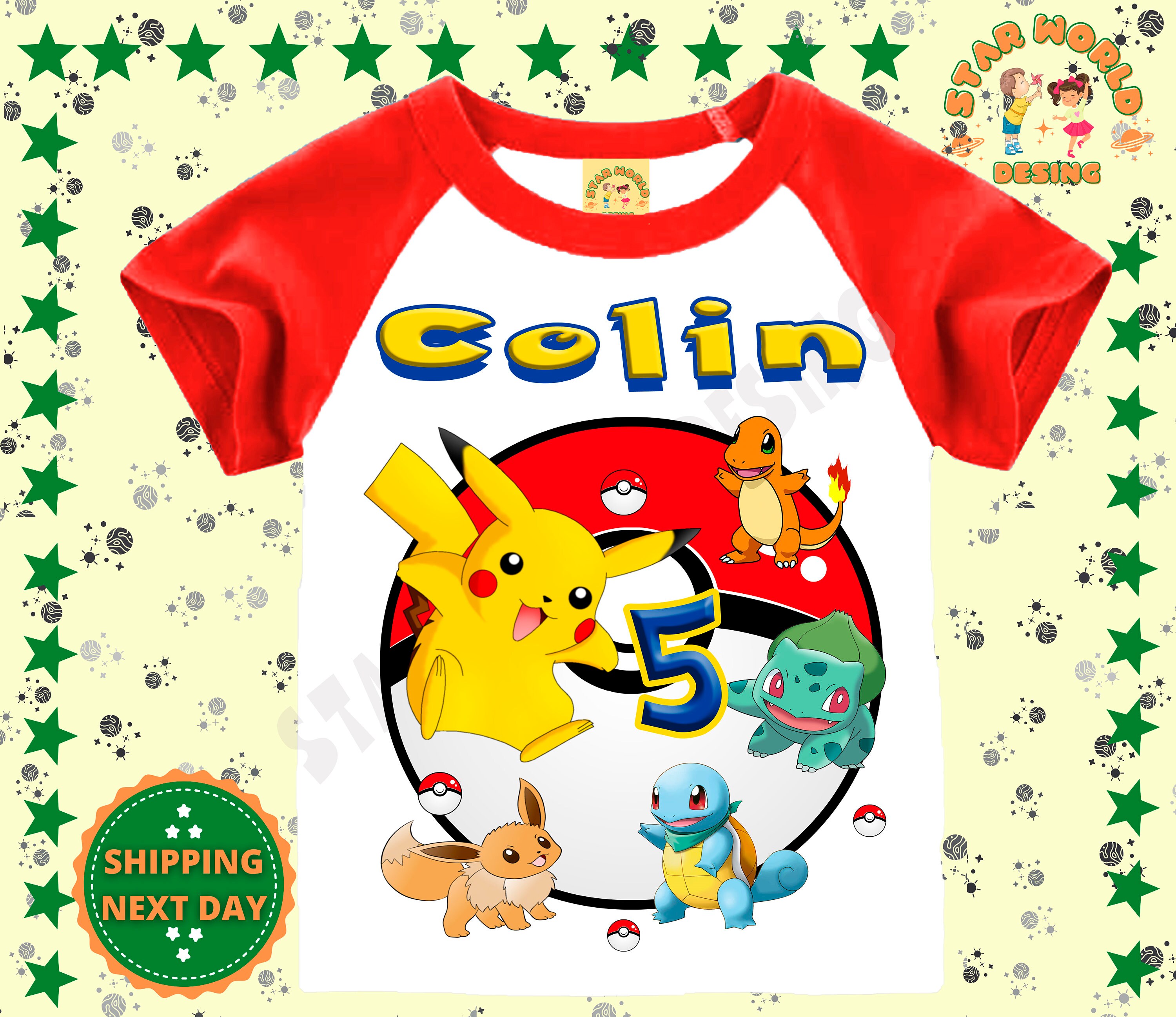 inspired  Pikachu Birthday shirt Party shirt theme shirt Raglan shirt…