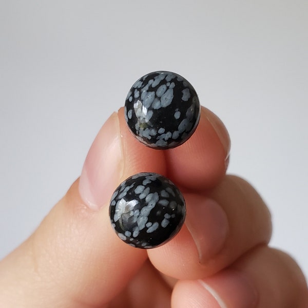 •CREST• obsidian + silver stud earrings
