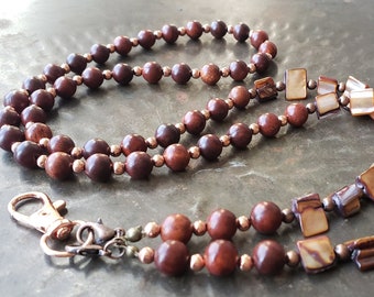 Shell & Red Sandalwood Lanyard/Necklace/Eyeglass Chain/Mask Chain