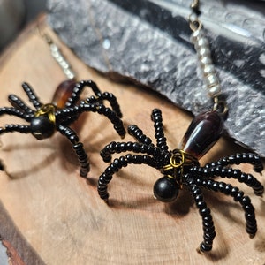 Beaded Spider Dangle Earrings