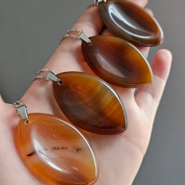 Agate Worry Stone Necklace