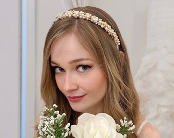 GENEVA™ Pearl Headband. Bridal Headpiece. Bridal Headband. Wedding Headband. Wedding Headpiece with Pearls. White Bridal Headband