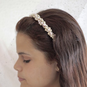 GENEVA™ Pearl Headband. Bridal Headpiece. Bridal Headband. Wedding Headband. Wedding Headpiece with Pearls. White Bridal Headband image 2