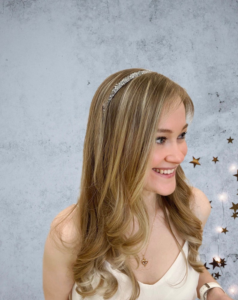 COPENHAGEN™ Bridal Headpiece with Crystals, Silver Headband, Modern Beaded Headband, Rhinestone Headband, Modern Luxe Headband image 2