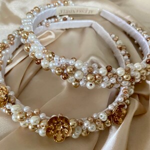GENEVA™ Pearl Headband. Bridal Headpiece. Bridal Headband. Wedding Headband. Wedding Headpiece with Pearls. White Bridal Headband image 8