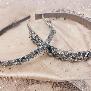 COPENHAGEN™ Bridal Headpiece with Crystals, Silver Headband, Modern Beaded Headband, Rhinestone Headband, Modern Luxe Headband image 3