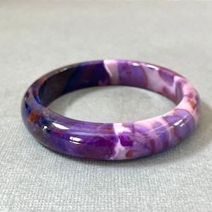 STUNNING! Natural Color Purple Sugilite Jelly Texture Bangle/Best Quality Rare Half-Half Scene Natural color/High Collectible Value/Africa