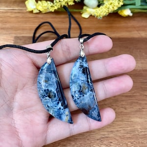 UNIQUE Half Moon Blue Pietersite Pendant/925 Silver Bail/One or Pair/High Quality Pietersite/Amazing Gift