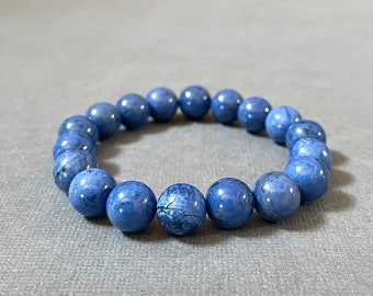 Rare!!Certified Natural Blue Sugilite Beaded Bracelet/Starry Blue African Sugilite 100% Natural Color with No Enhancing/Relaxation Immune