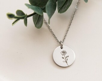 Personalized Birth Flower Necklace, Custom Combined Birth Month Flower Pendant, Poppy Flower Jewelry, Mother’s Day Gift, Gift For Her