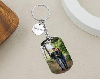 Vriendjesleutelhanger met aangepaste foto, gepersonaliseerde sleutelhanger, verjaardagscadeau, jubileumcadeau voor echtgenoot, gepersonaliseerd kerstcadeau