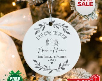 New Home Ornament, eerste huis kerstornament op maat, ons eerste huisornament, housewarmingcadeau, echt staatscadeau huiseigenaar