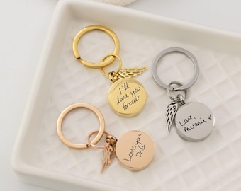 Custom Handwriting Urn Keychain For Ashes, Personalized Cremation Jewelry, Memorial Engraved Keychain, Urn Jewelry For Her
