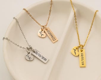 Custom Wedding Date Necklace, Personalized Anniversary Jewelry, 1 Year Anniversary Gift For Girlfriend, Christmas Gift For Her