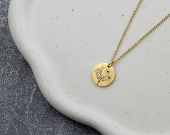 Aangepaste geboorte bloemenboeket ketting voor vrouw kerstcadeau, familie bloemenketting, bloemensieraden, oma's tuin, ketting voor moeder