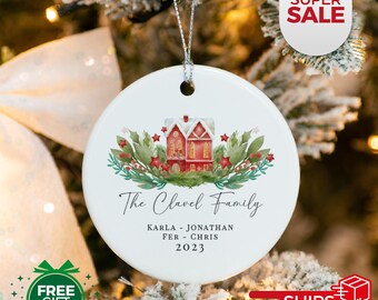 Gepersonaliseerd nieuw huisornament, eerste huis kerstornament op maat, ons eerste huisornament, housewarmingcadeau, echte staatscadeau huiseigenaar