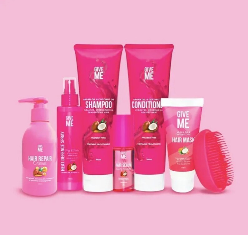 Give Me Cosmetics Full Haircare Set Shampoo, Conditioner, Mask, Brush