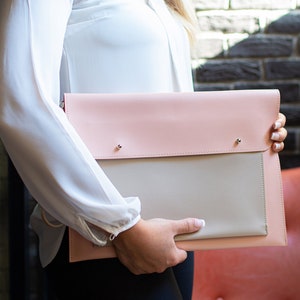 Pink Macbook Pro 13 Case, Leather Macbook Air 13 Case, Portfolio Case Women, Pink Documents Holder, Executive Portfolio, Portfolio Folder