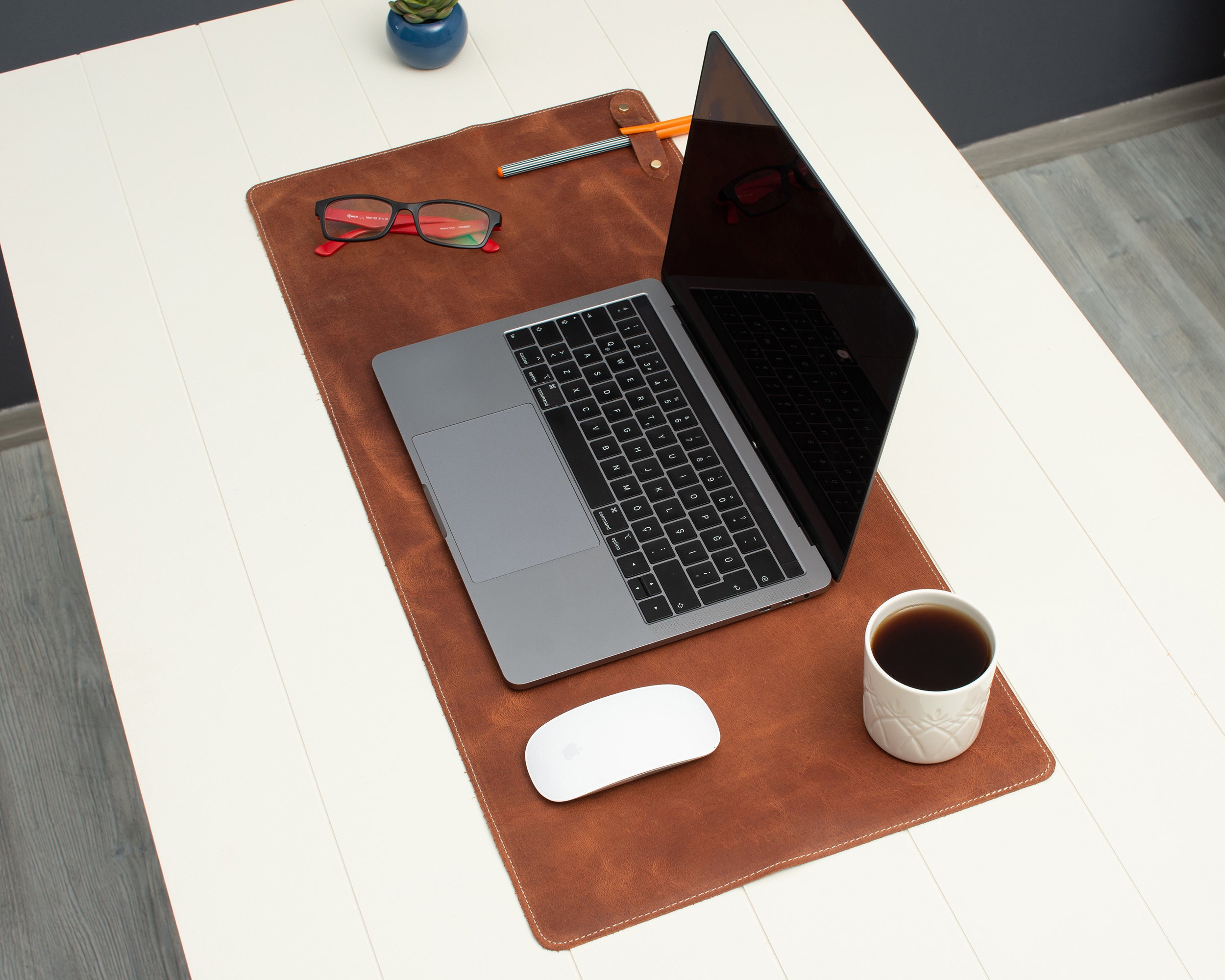 Personalized Leather Desk Mat Laptop Mat for Husband Mouse Pad