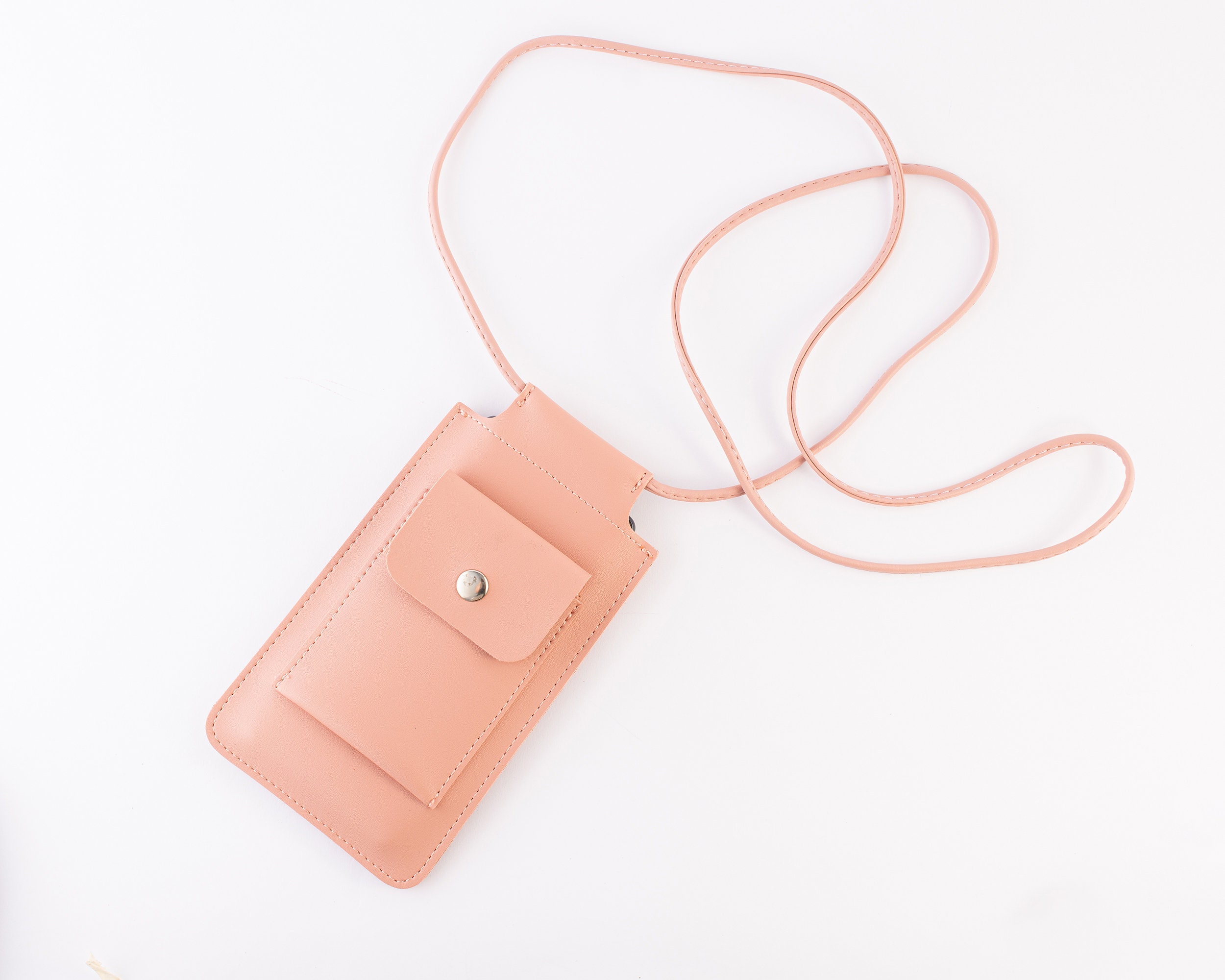 COS Leather Phone Pouch With Strap in Orange