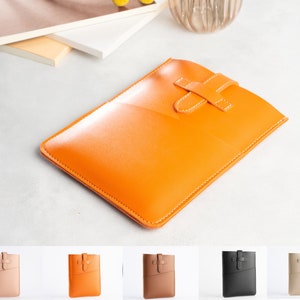 Orange Case Covers for Kobo, Personalized Kobo Clara HD Sleeve, Leather Kobo Libra 2 Case, Custom Kobo Clara HD Cover, Custom E-reader Case