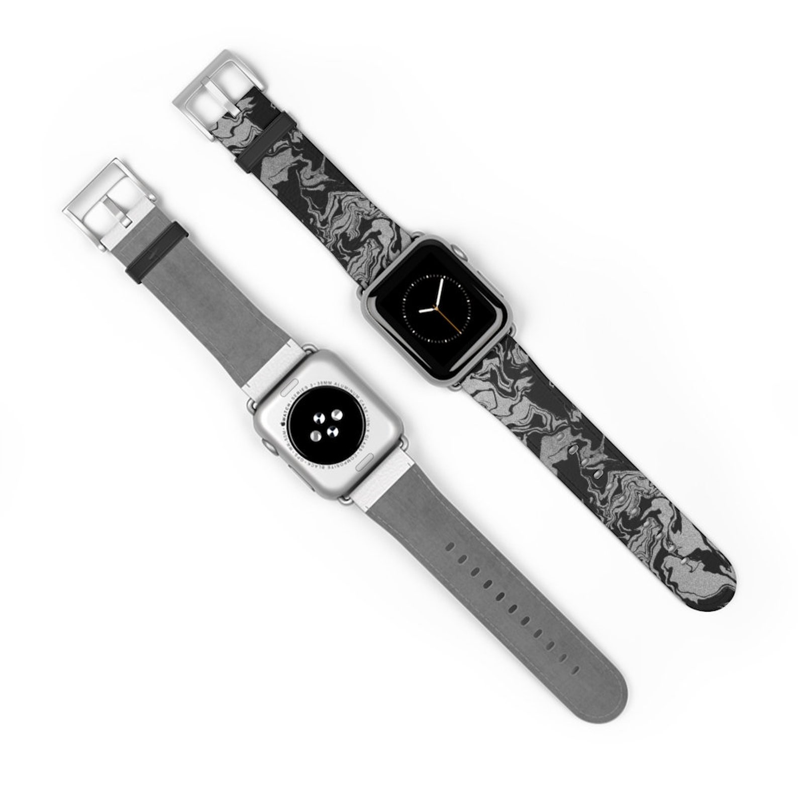 Black and White Watch Band Vegan Leather Etsy