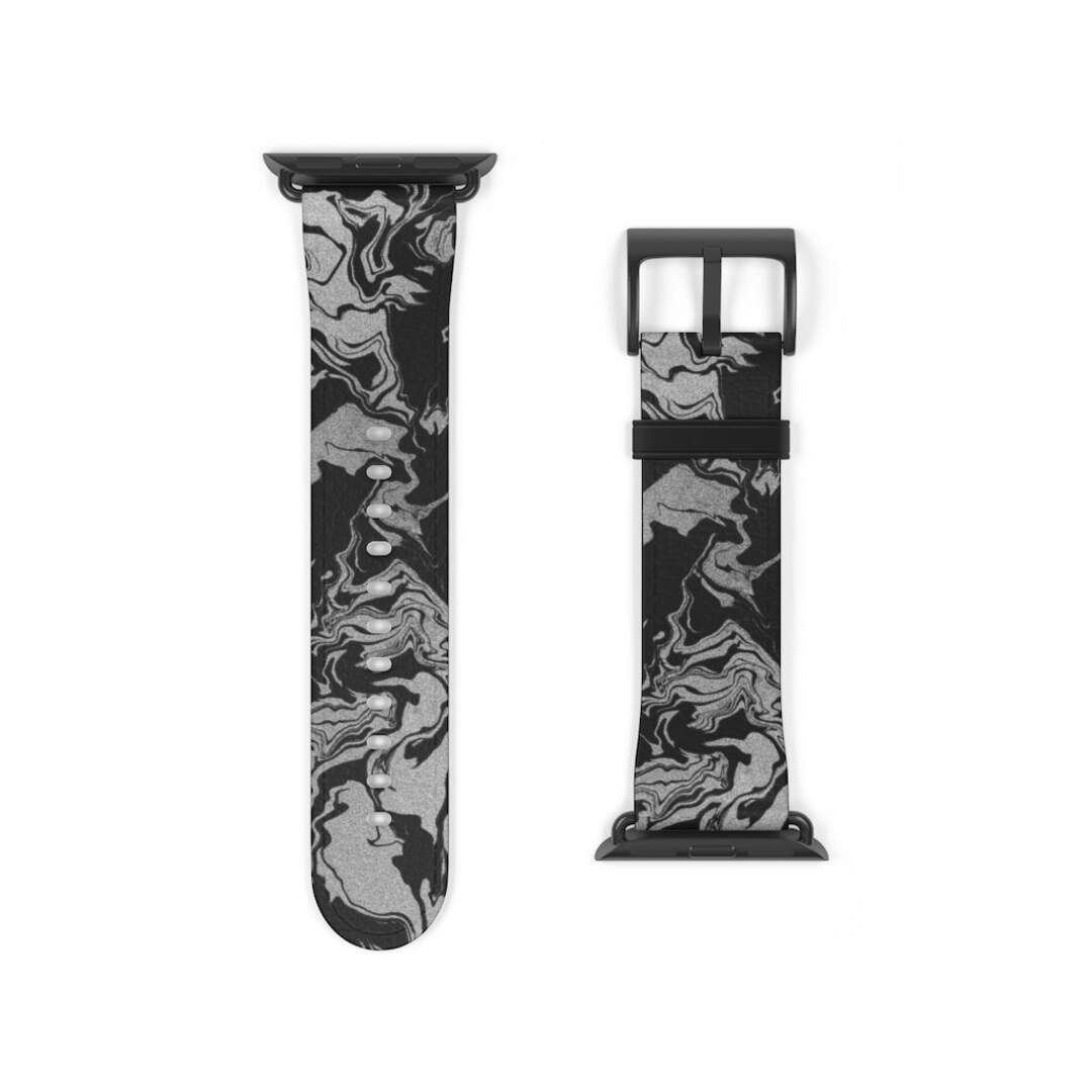 Black and White Watch Band Vegan Leather Etsy