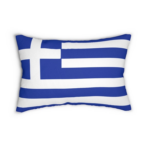 Dekokissen Griechische Flagge der bunte Spritzer gemacht 