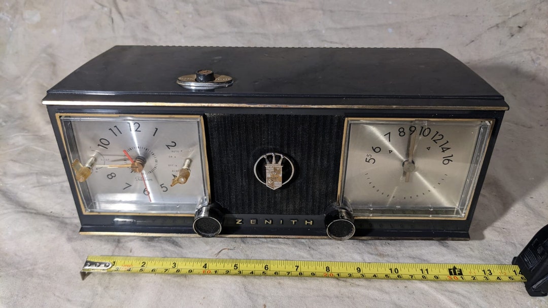 Vintage Zenith Clock Radio C624 Charcoal Gray, 1959. Etsy