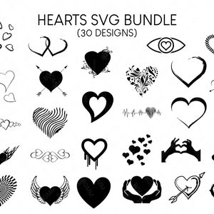 Heartshape SVG Bundle, Heart Shape SVG, Hearts SVG Cut File For Cricut, Eps Dxf Png