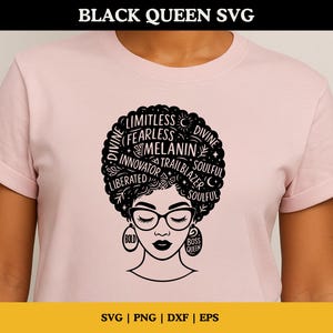 Black Queen SVG | Women Empowerment PNG | Black Girl Magic Afro Woman Clipart | Strong Women Digital Download | Boss Lady Cut File