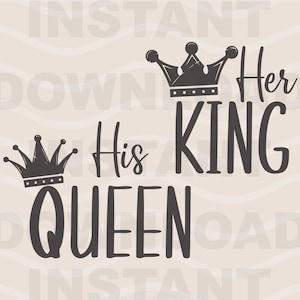 His Queen Her King SVG | Black Power Couple  Cricut Cut File | Eps Dxf Png | Digital Download