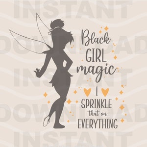 Black Tinkerbell SVG | Afro Girl Fairy | Black Girl Magic Cricut Cut File | Eps, Dxf, Png | Digital Download