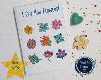 Square Card Flower Garland Birthday Card Blank Card Greeting Card Flowers Card Celebrate Wildflowers Card Beautiful Birthday
