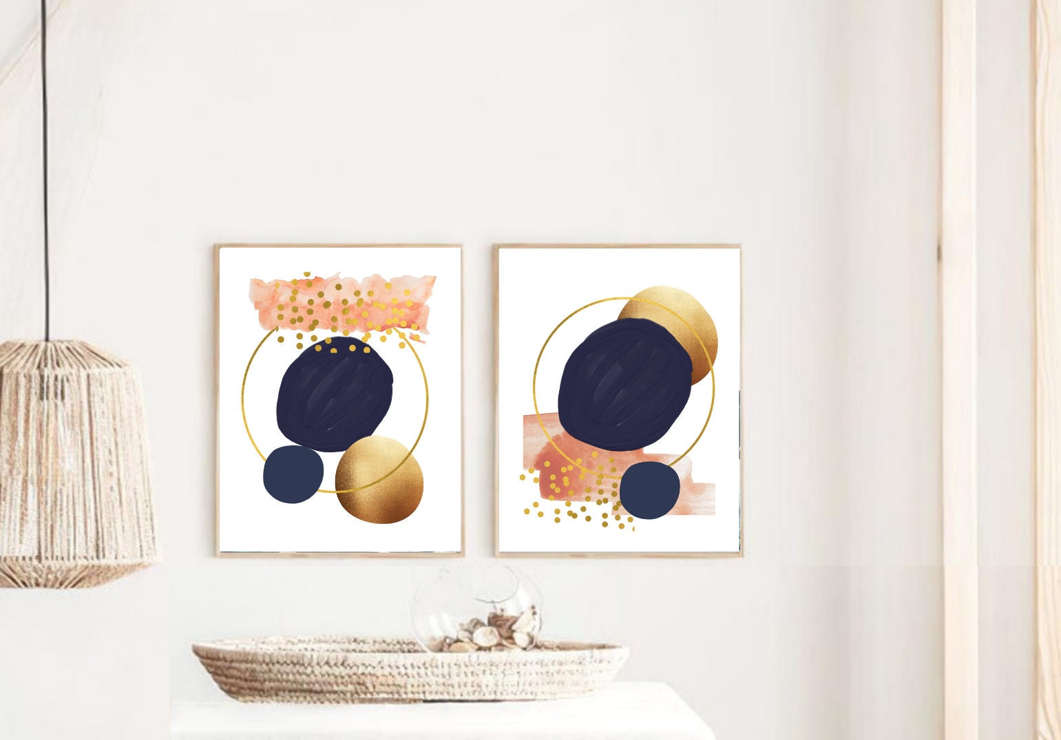 Modern Abstract Navy Blue Art Prints Home Decor Wall Art Etsy