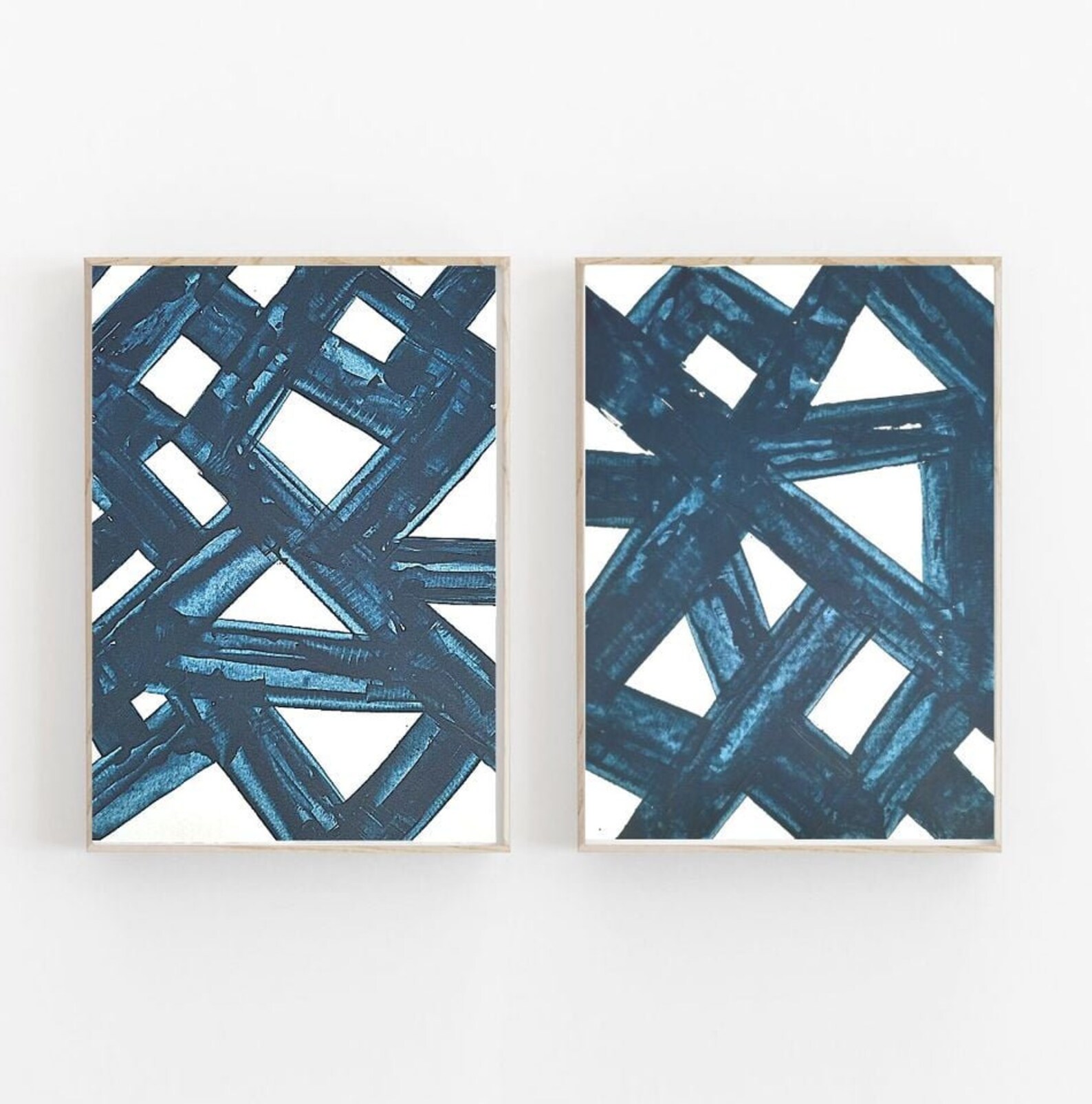 Modern Abstract Navy Blue Wall Art Painting Home Decor Etsy