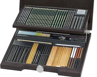 Faber-Castell Pitt Monochrome Wooden Case Accessories Gift Kit